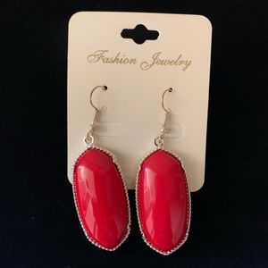Red Oval Earrings
